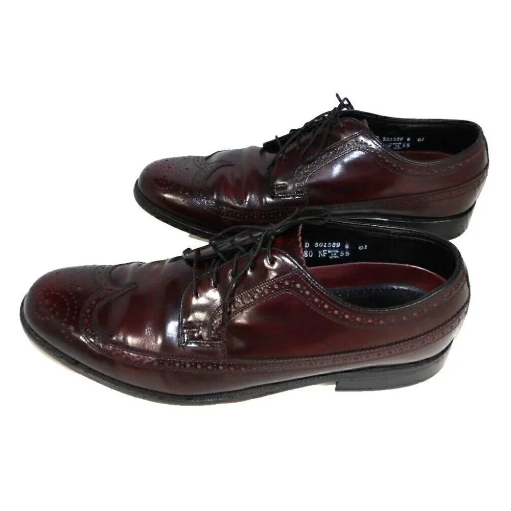 FLORSHEIN red-ish brown patent leather lace up oxford dress shoes men's size 9 D